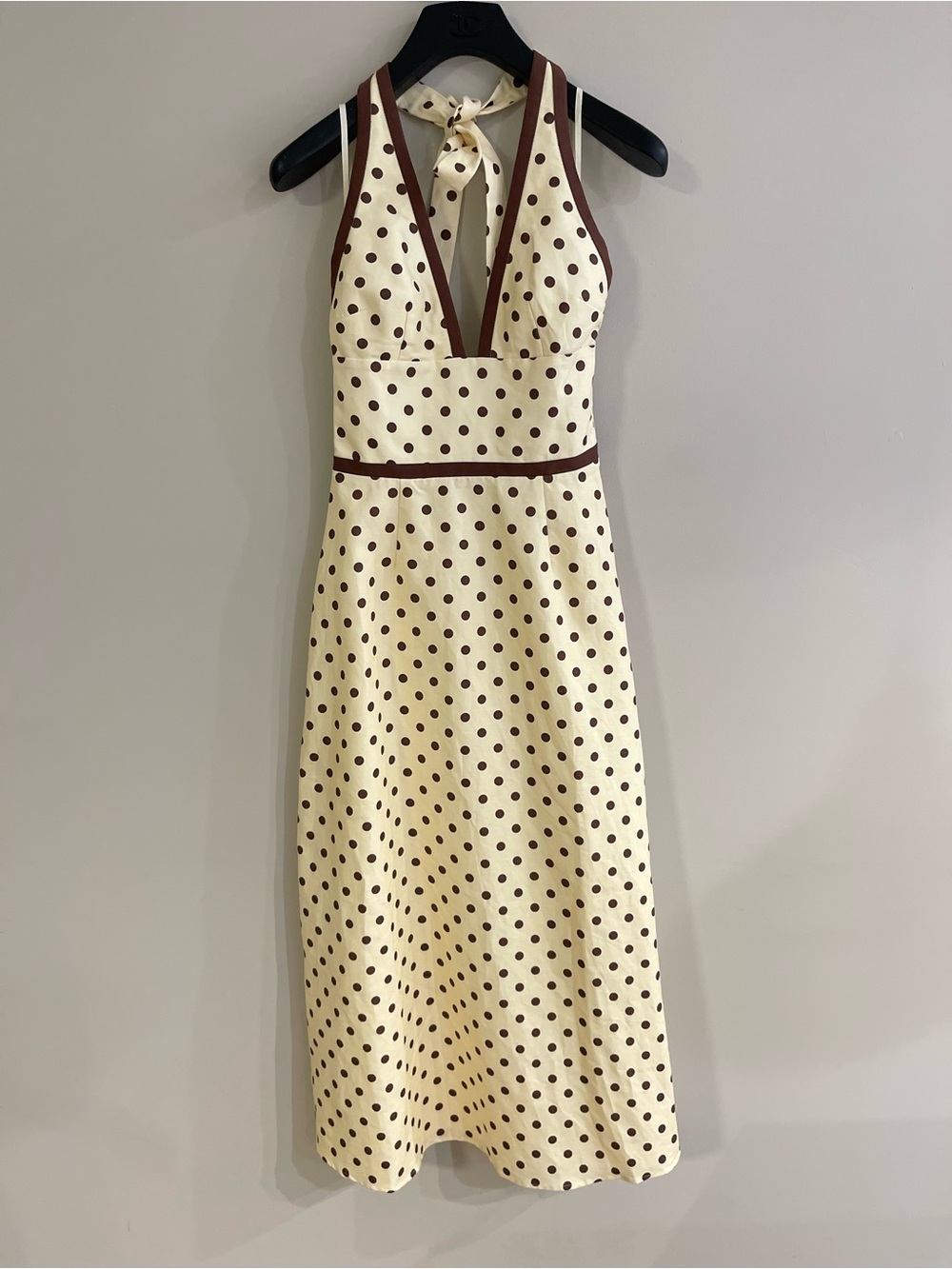 NEW Posse Bowie Plunge V Neck Polka Dot Midi Dress Size XS - Picture 5 of 16